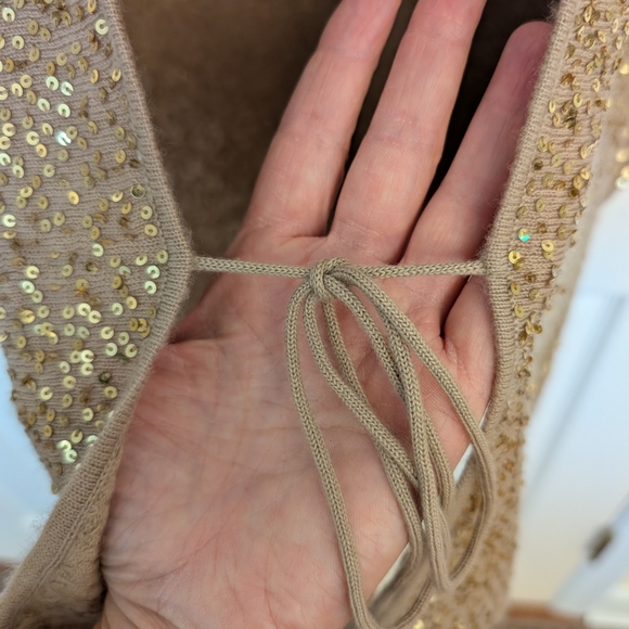 LaRok Gold Sequin Sweater Batwing Cardigan, Size Small - Picture 6 of 15